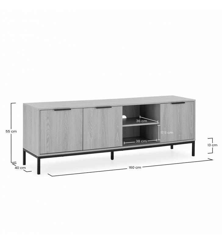 Mueble TV 150 cm Roble Auran Dimensiones Top Mueble