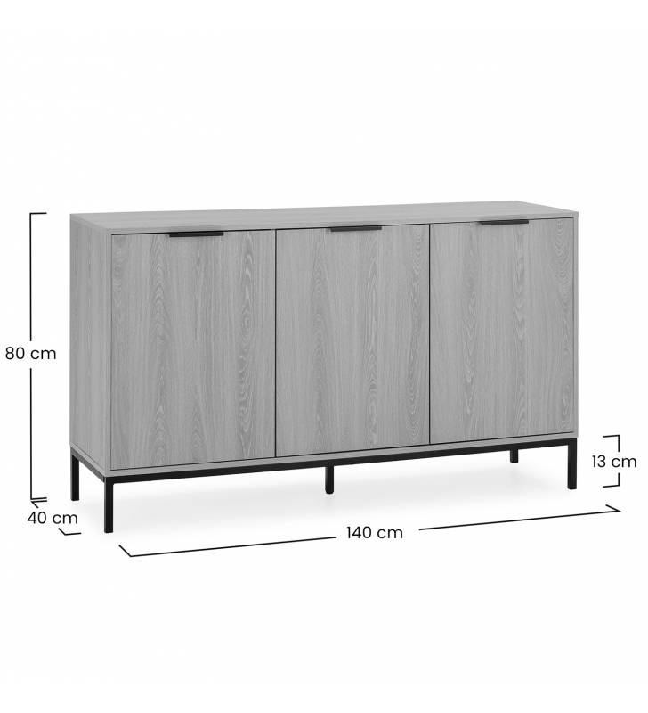 Aparador 140 cm Roble Auran Dimensiones Top Mueble