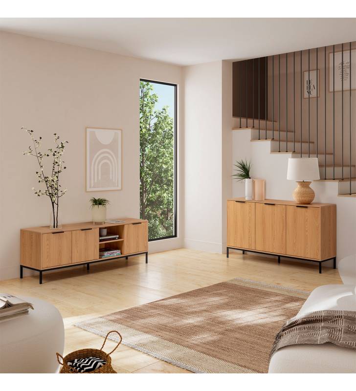 Conjunto Mueble TV y Aparador Roble Auran Top Mueble