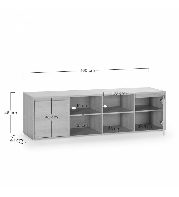 Mueble Tv 160 cm Roble Tora Dimensiones Top Mueble