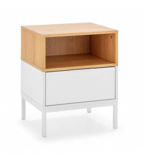 Mesita de Noche 45 cm Blanco Roble Candy Top Mueble