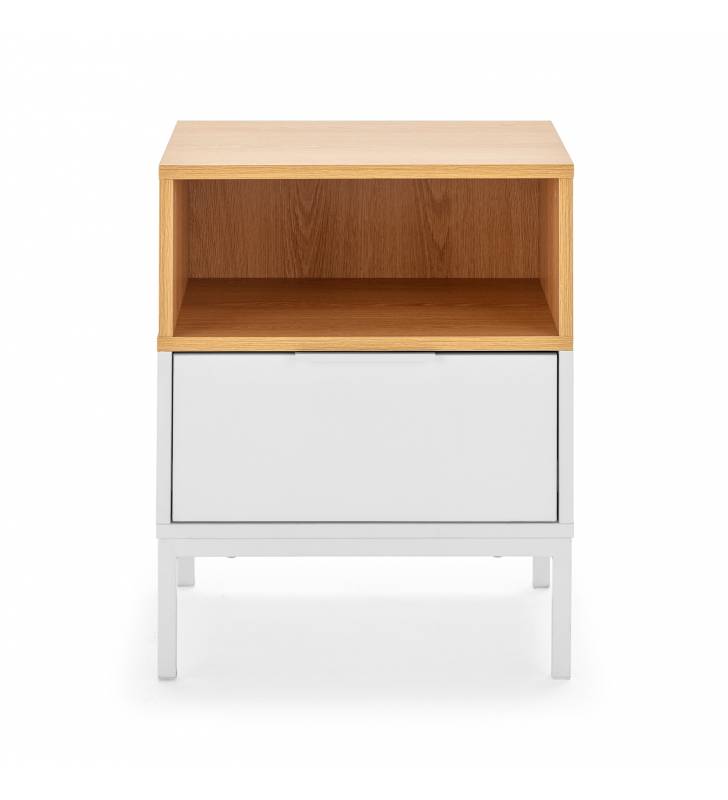 Mesita de Noche 45 cm Blanco Roble Candy Top Mueble 2