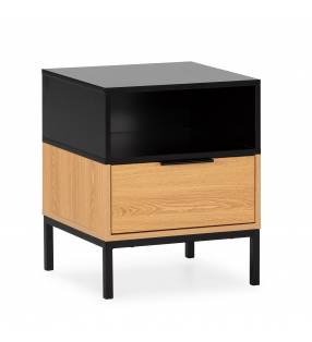 Mesita de Noche 45 cm Roble Negro Candy Top Mueble