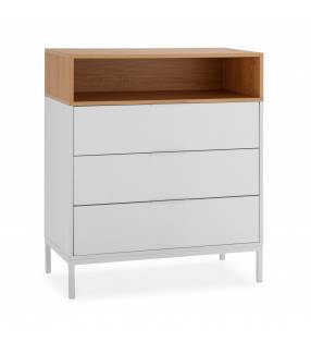 Comoda 3 Cajones Blanco Roble Candy Top Mueble