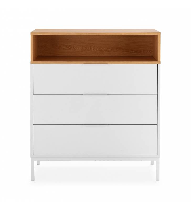 Comoda 3 Cajones Blanco Roble Candy Top Mueble 2