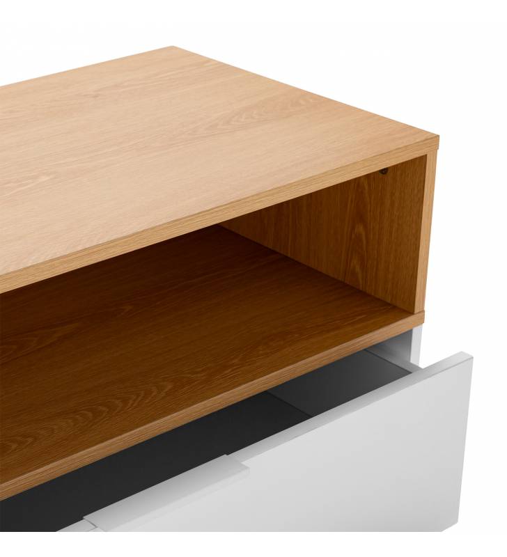 Comoda 3 Cajones Blanco Roble Candy Detalle Top Mueble