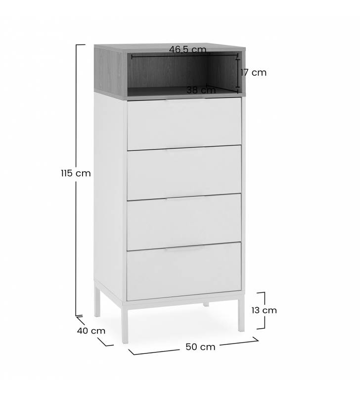 Sinfonier 4 Cajones Blanco Roble Candy Dimensiones Top Mueble