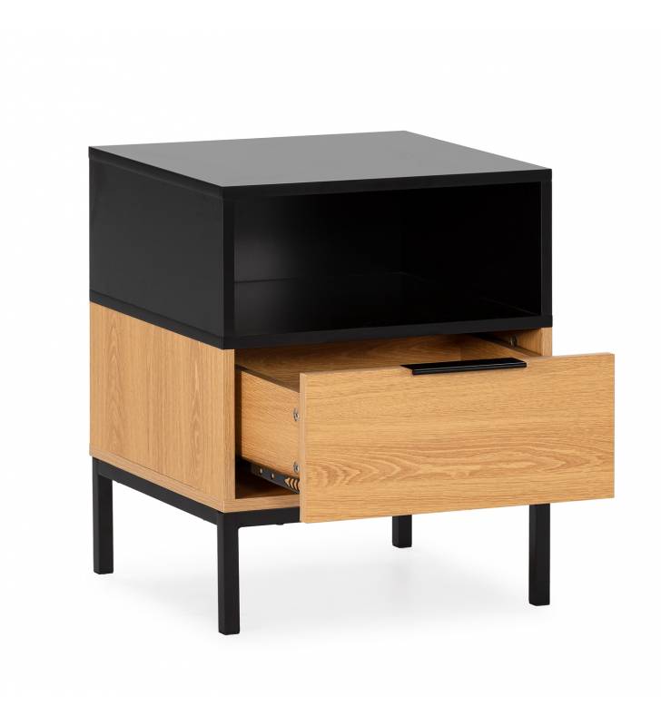 Mesita de Noche Roble Negra Candy Top Mueble 3