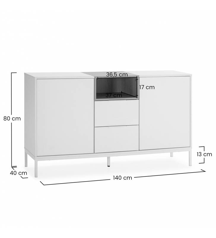 Aparador 140 cm Candy blanco roble 5