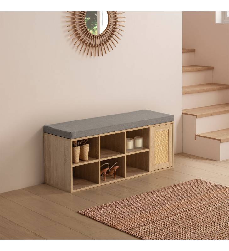 Zapatero Roble con Asiento Oscar Ambiente Top Mueble