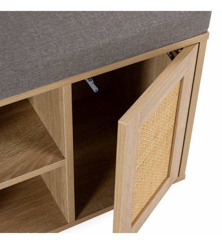 Zapatero Roble con Asiento Oscar Detalle Top Mueble