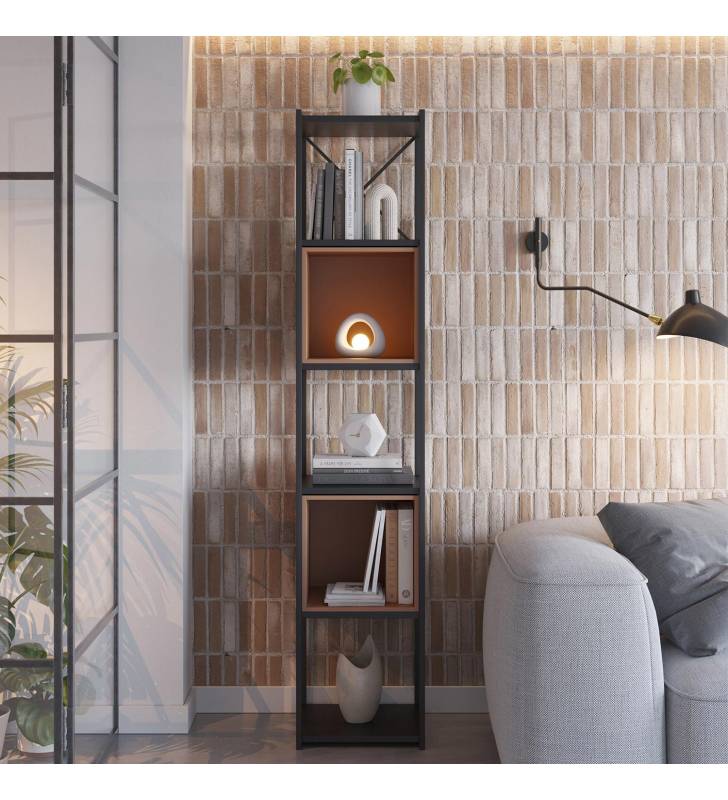 Estanteria industrial estrecha Lenna terracota Topmueble