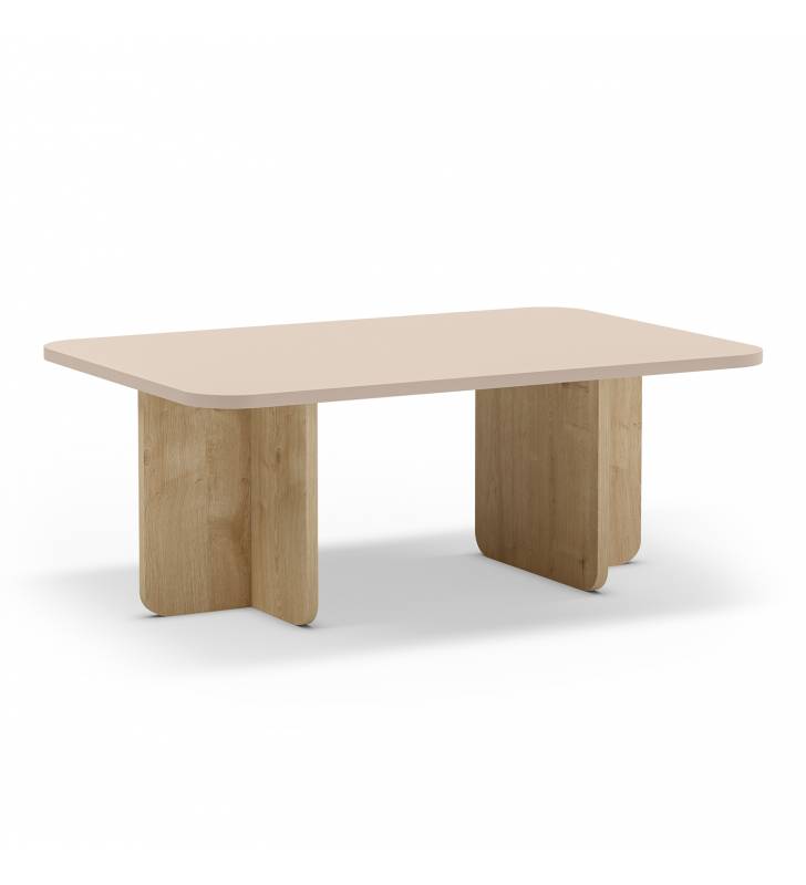 Mesa de Centro Rectangular Crema Roble Cindy Top Mueble