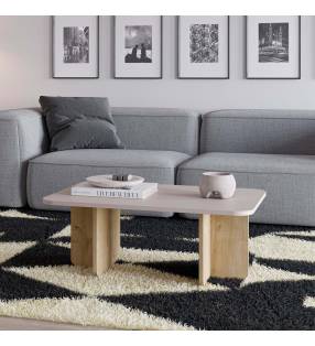 Mesa de Centro Rectangular Crema Roble Cindy Ambiente Top Mueble