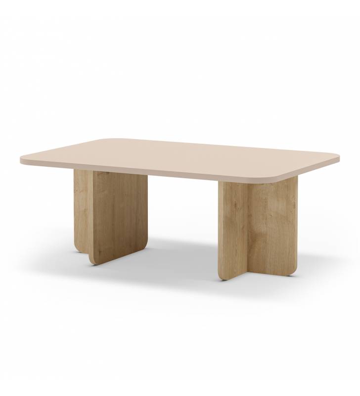 Mesa de Centro Rectangular Crema Roble Cindy Top Mueble 1