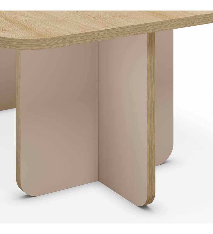 Mesa de Centro Rectangular Roble Crema Cindy Detalle Top Mueble