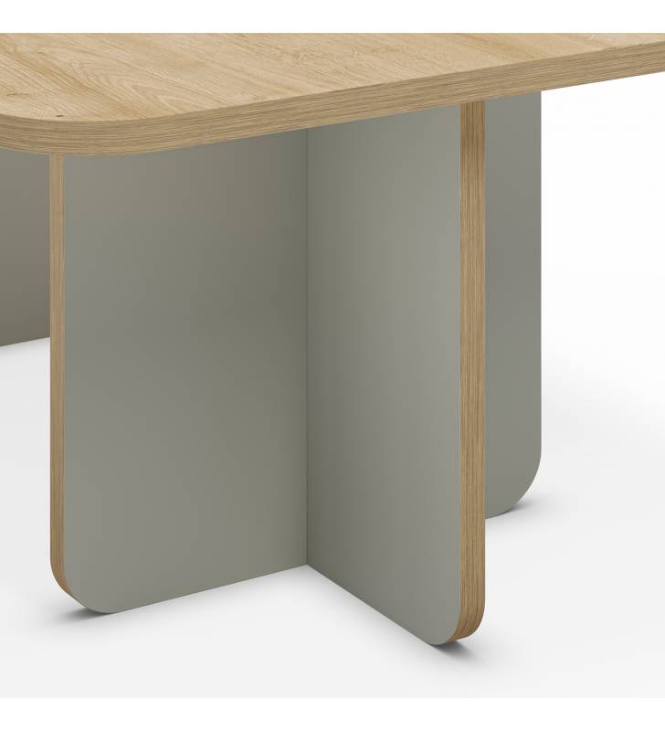 Mesa de Centro Rectangular Roble Verde Cindy Top Detalle Mueble