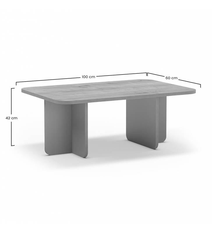 Mesa de Centro Rectangular Roble Verde Cindy Dimensiones Top Mueble