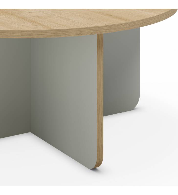 Mesa de Centro Redonda Roble/Verde Cindy Detalle Top Mueble