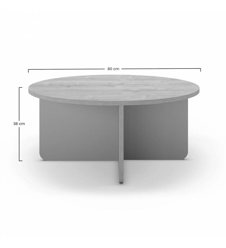 Mesa de Centro Redonda Roble/Verde Cindy Dimensiones Top Mueble