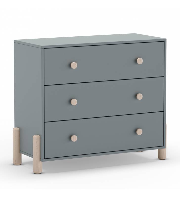 Cómoda Juvenil 3 Cajones Verde Evonne Top Mueble