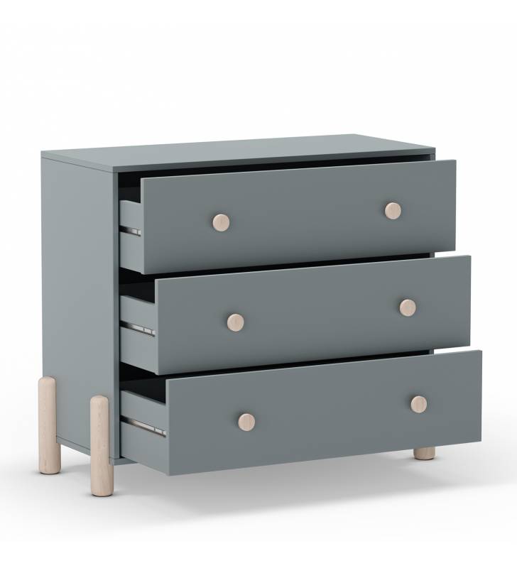 Cómoda Juvenil 3 Cajones Verde Evonne Top Mueble 3