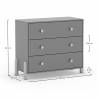 Cómoda Juvenil 3 Cajones Verde Evonne Dimensiones Top Mueble