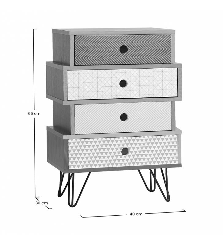 Mesita de noche Buda 4c Dimensiones Topmueble