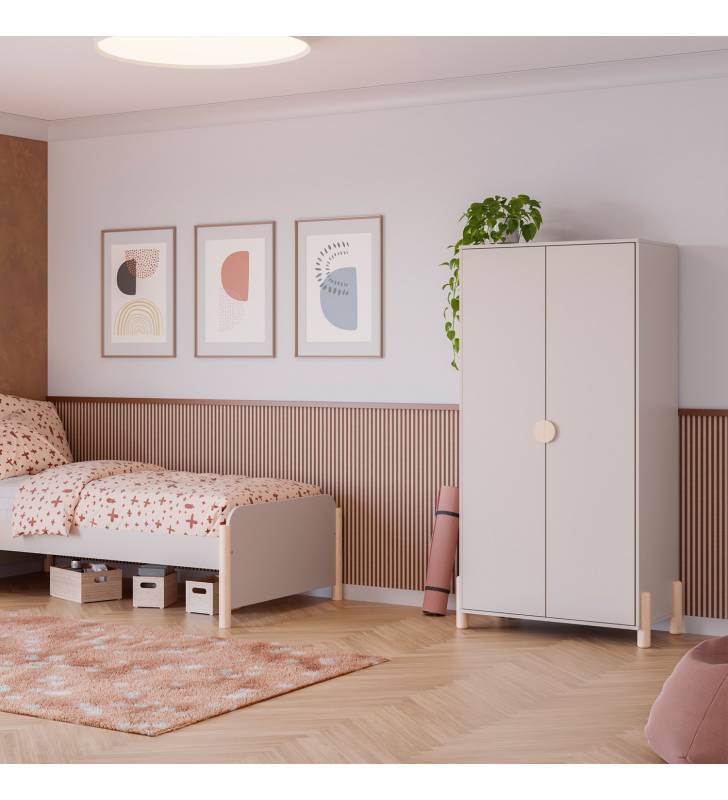 Armario Juvenil 2 Puertas Crema Evonne Ambiente Top Mueble