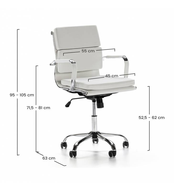 Sillón de oficina Fénix Blanco medidas Topmueble