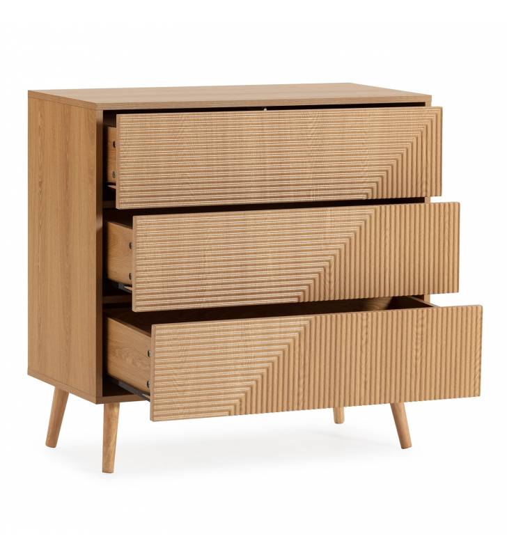Cómoda 3 Cajones Roble Louise Top Mueble 3