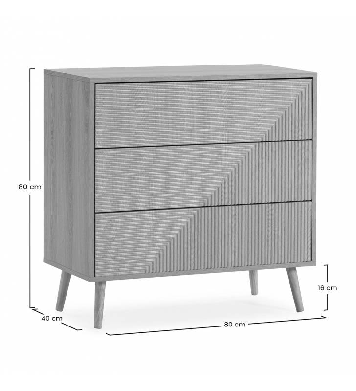 Cómoda 3 Cajones Roble Louise Dimensiones Top Mueble