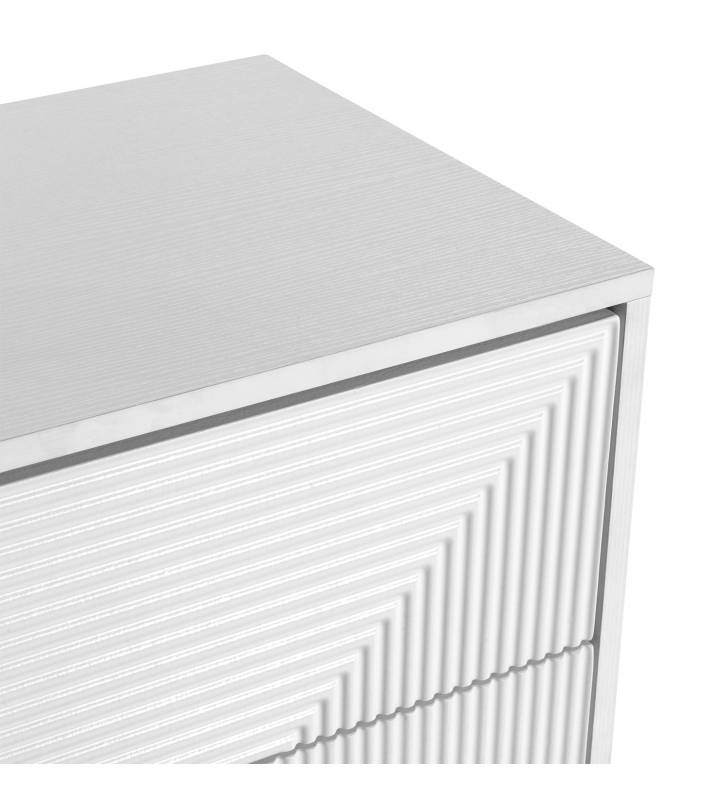 Cómoda 3 Cajones Blanca Louise Detalle Top Mueble