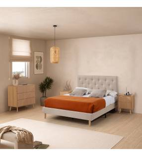 Conjunto Mesitas y Cómoda Roble Louise Ambiente 1 Top Mueble