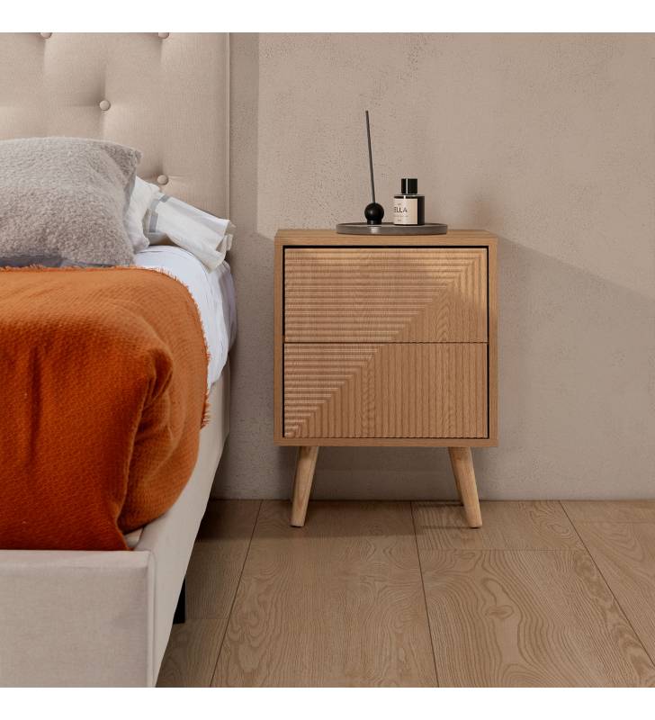 Mesita de Noche Roble Louise Ambiente Top Mueble