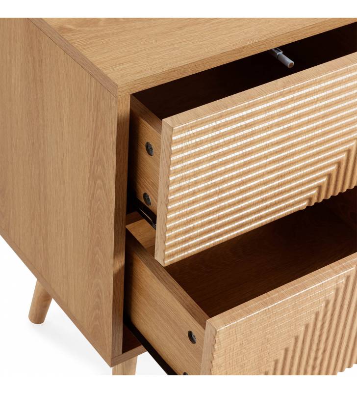 Mesita de Noche Roble Louise Detalle Top Mueble