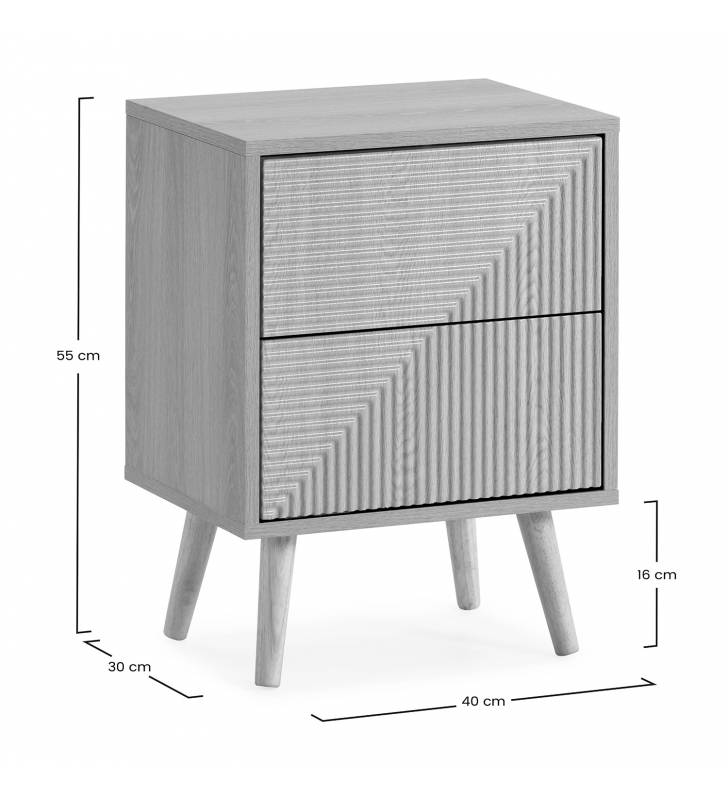 Mesita de Noche Roble Louise Dimensiones Top Mueble