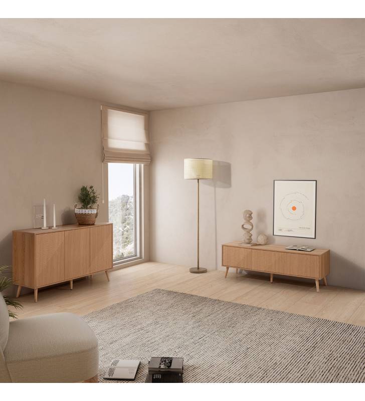 Conjunto Aparador y Mueble TV 130 cm Roble Louise Ambiente Top Mueble