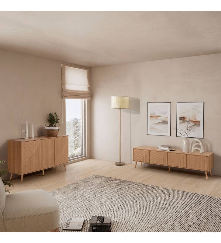 Conjunto Aparador y Mueble TV Roble 160 cm Louise Ambiente Top Mueble