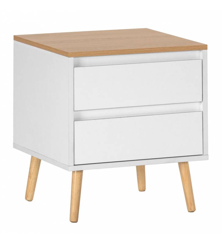 Mesita de Noche Blanca 2 Cajones  Phoebe Top Mueble