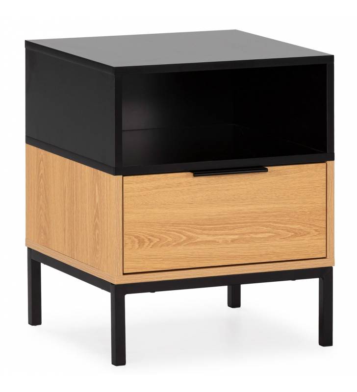 Mesita de Noche Roble Negra 45 cm Candy Top Mueble