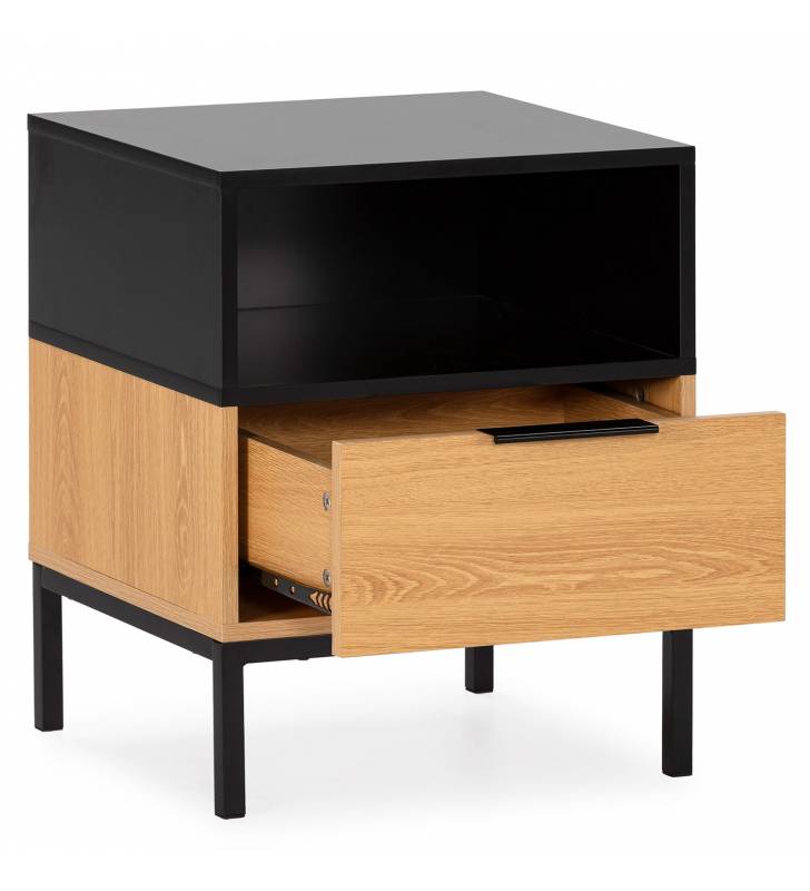 Mesita de Noche Roble Negra 45 cm Candy Top Mueble 3