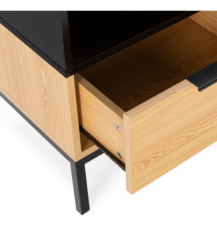 Mesita de Noche Roble Negra 45 cm Candy Detalle Top Mueble