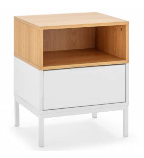 Mesita de Noche Roble Blanca 45 cm Candy Top Mueble