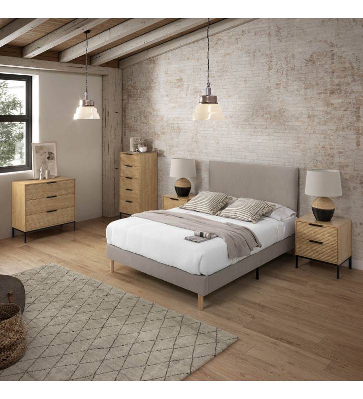 Mesita de Noche Roble Rachele Ambiente Top Mueble 2