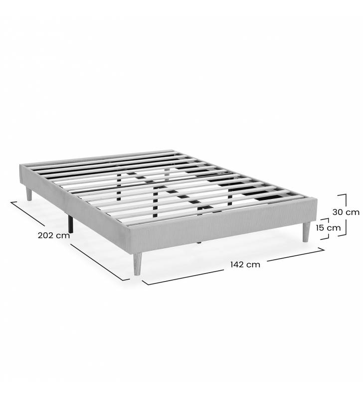 Base Tapizada 140x200 Gris Dimensiones Olbia Top Mueble