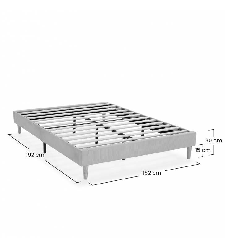 Base Tapizada 150x190 Gris Dimensiones Olbia Top Mueble
