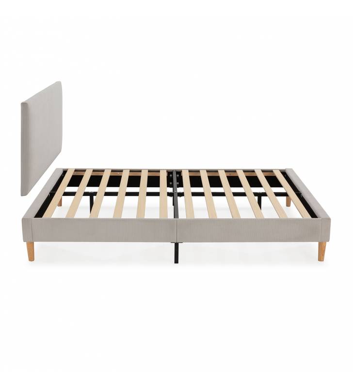 Conjunto Cabecero y Base Tapizada  Gris Olbia Top Mueble 3