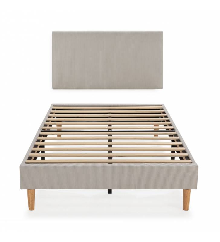 Conjunto Cabecero y Base Tapizada  Gris Olbia Top Mueble 4
