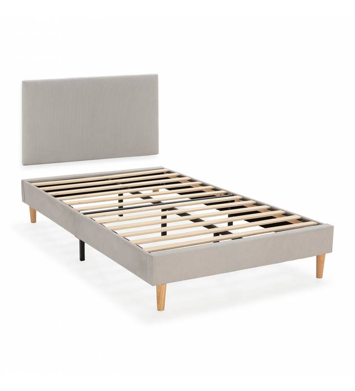 Conjunto Cabecero y Base Tapizada  Gris Olbia Top Mueble 2